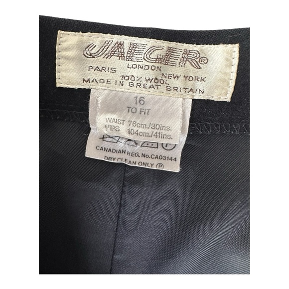 Vintage 100% Wool Black Midi Skirt by Jaeger Size 16 - Picture 4 of 4